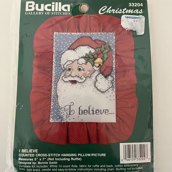 Bucilla Santa Claus I Believe Counted Cross Stitch Hanging Pillow Picture 33204 - Picture 2 of 5
